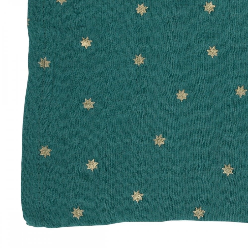SMALL MUSLIN SWADDLE - GREEN STAR