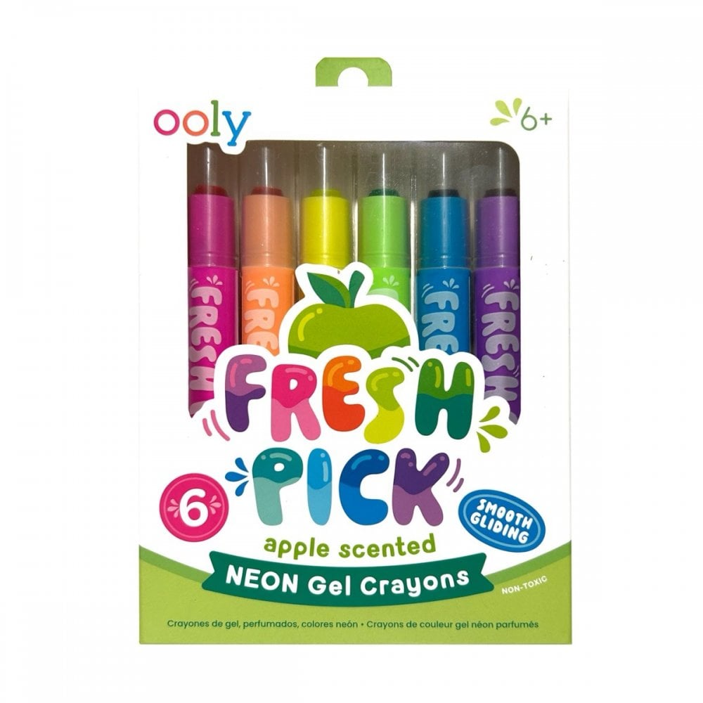 6 FRESH PICK APPLE SCENTED NEON GEL CRAYONS