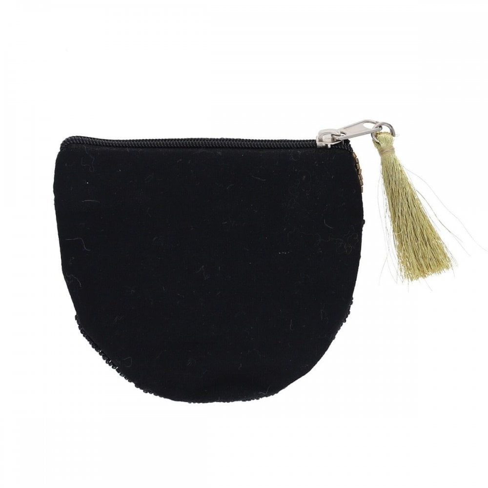 BEADED COIN PURSE - BLACK CAT