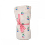 MUSLIN SWADDLE BLANKET - BLUE FLOWER PEACOCK