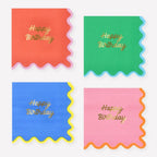 16 WIGGLE EDGE HAPPY BIRTHDAY NAPKINS
