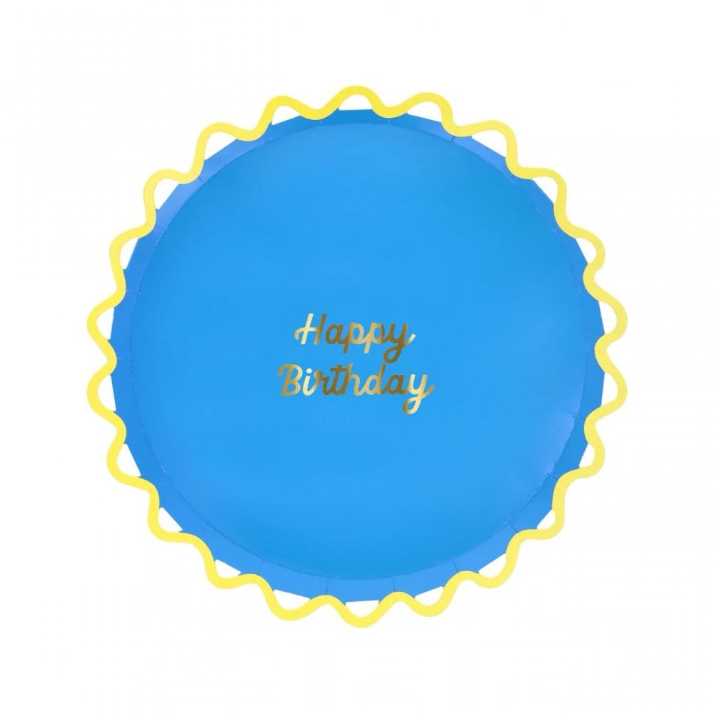 8 WIGGLE EDGE HAPPY BIRTHDAY PLATES