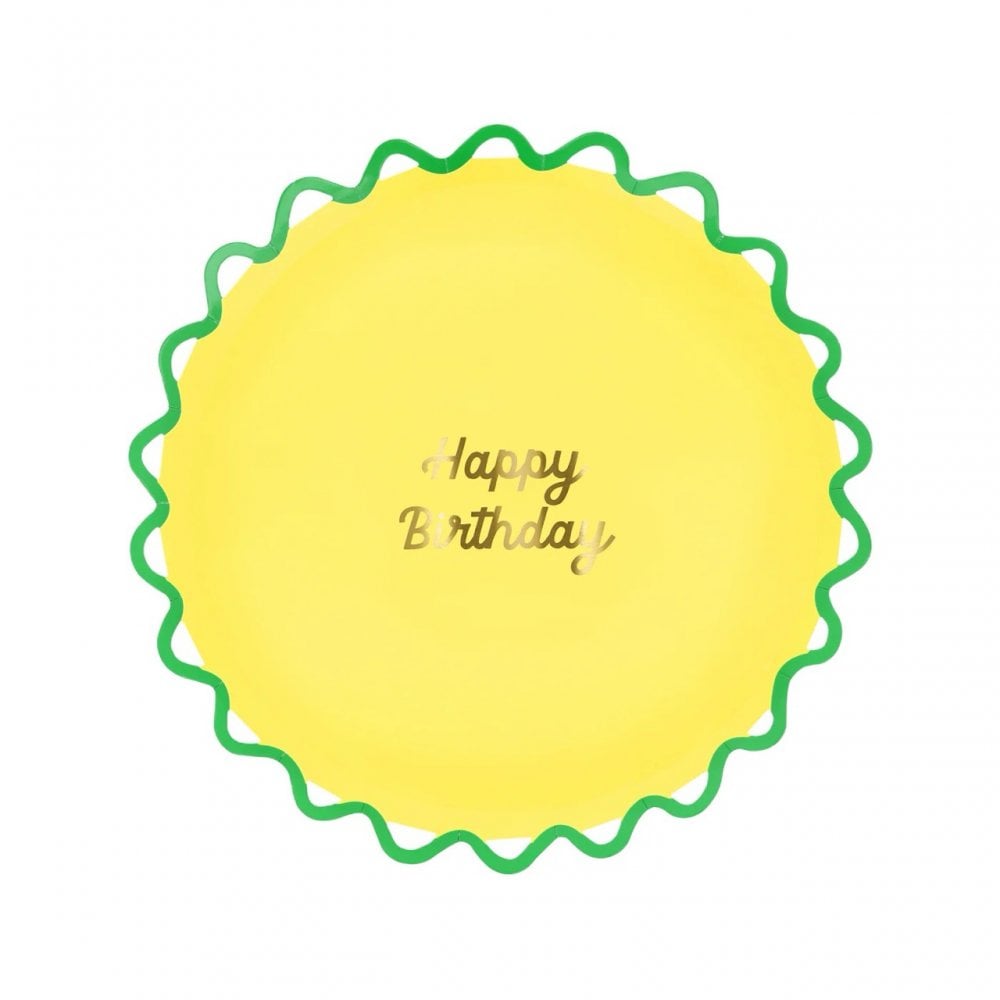 8 WIGGLE EDGE HAPPY BIRTHDAY PLATES