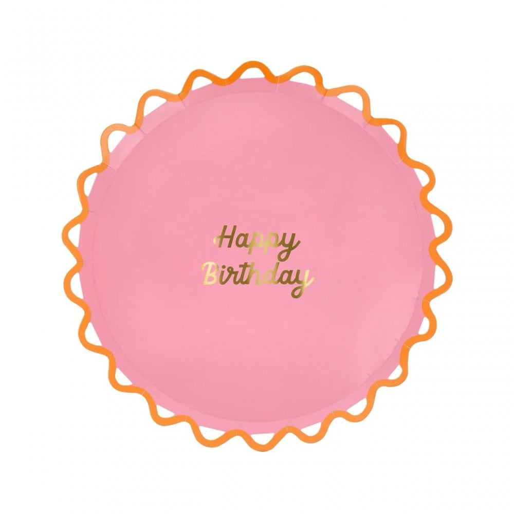 8 WIGGLE EDGE HAPPY BIRTHDAY PLATES