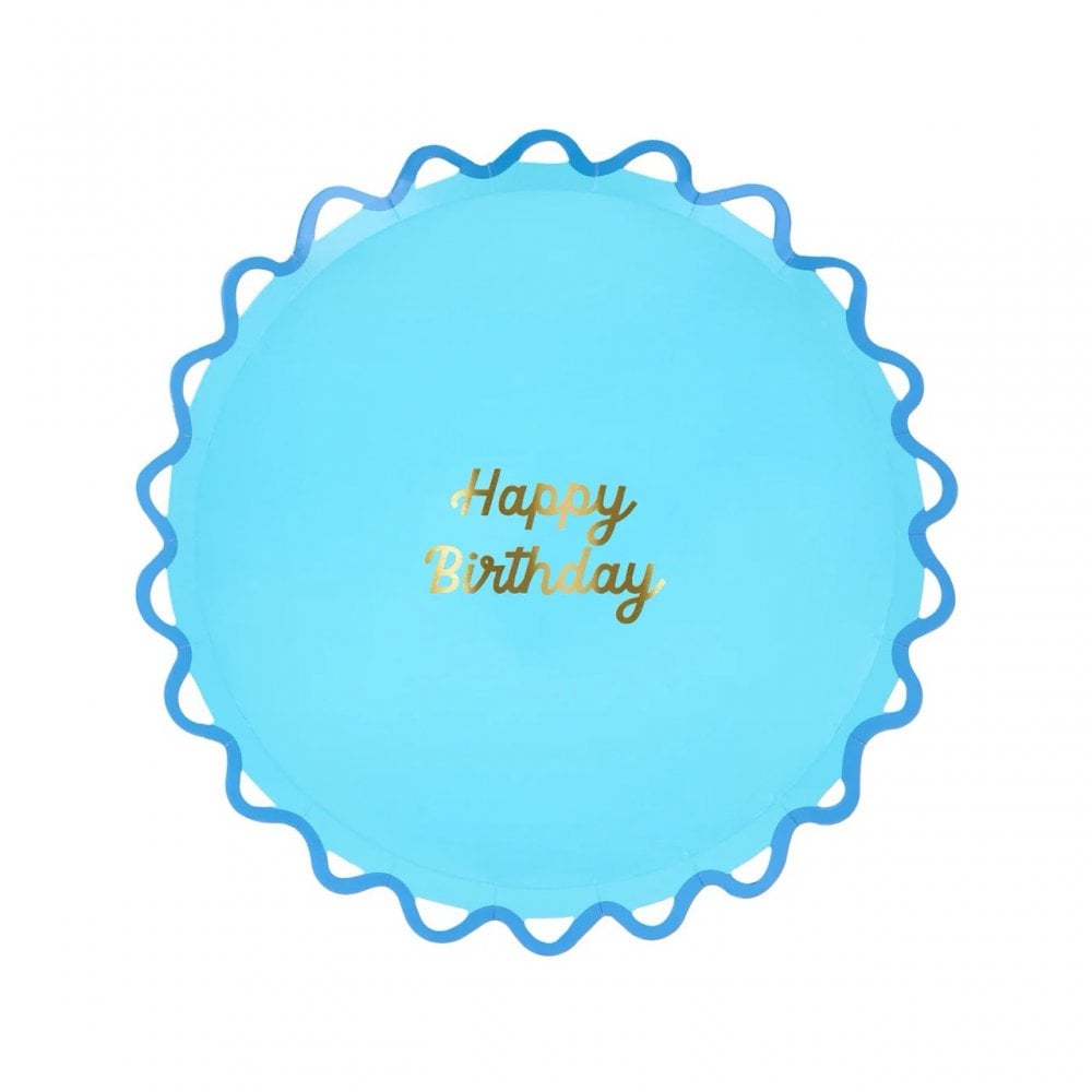 8 WIGGLE EDGE HAPPY BIRTHDAY PLATES