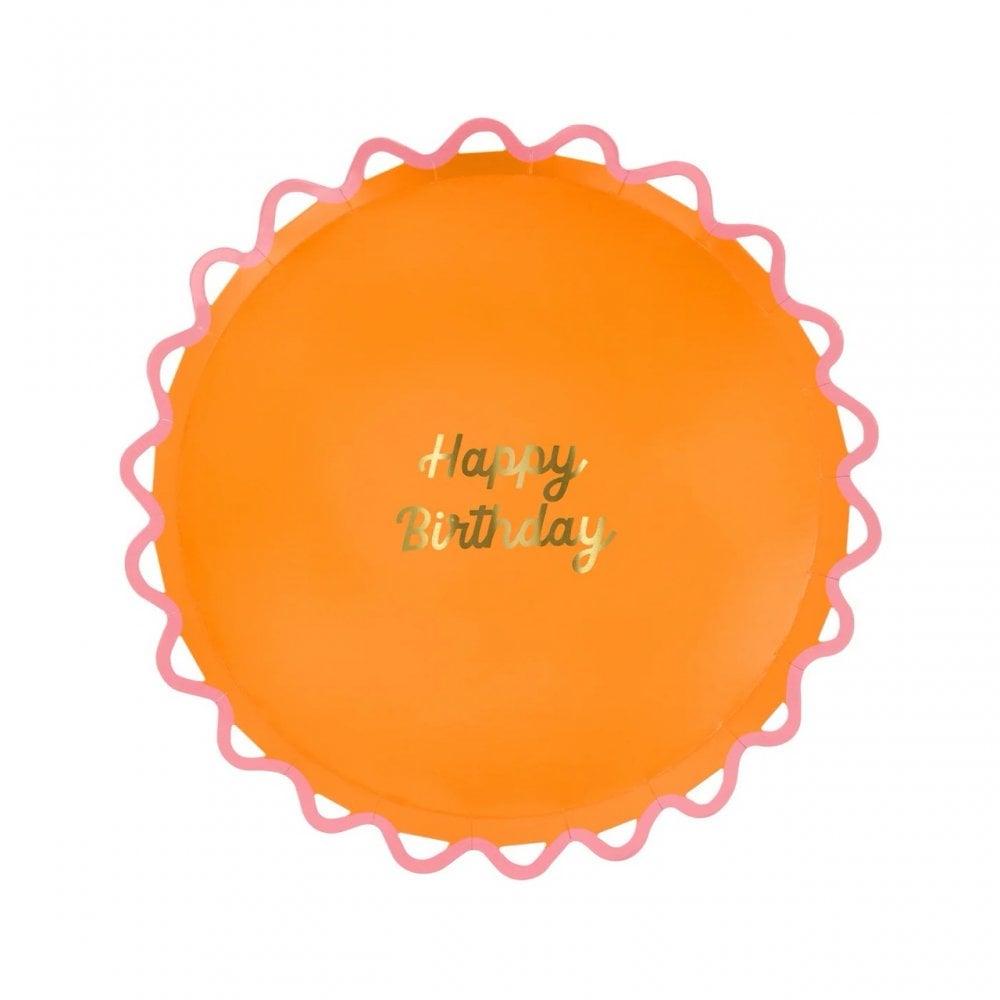 8 WIGGLE EDGE HAPPY BIRTHDAY PLATES