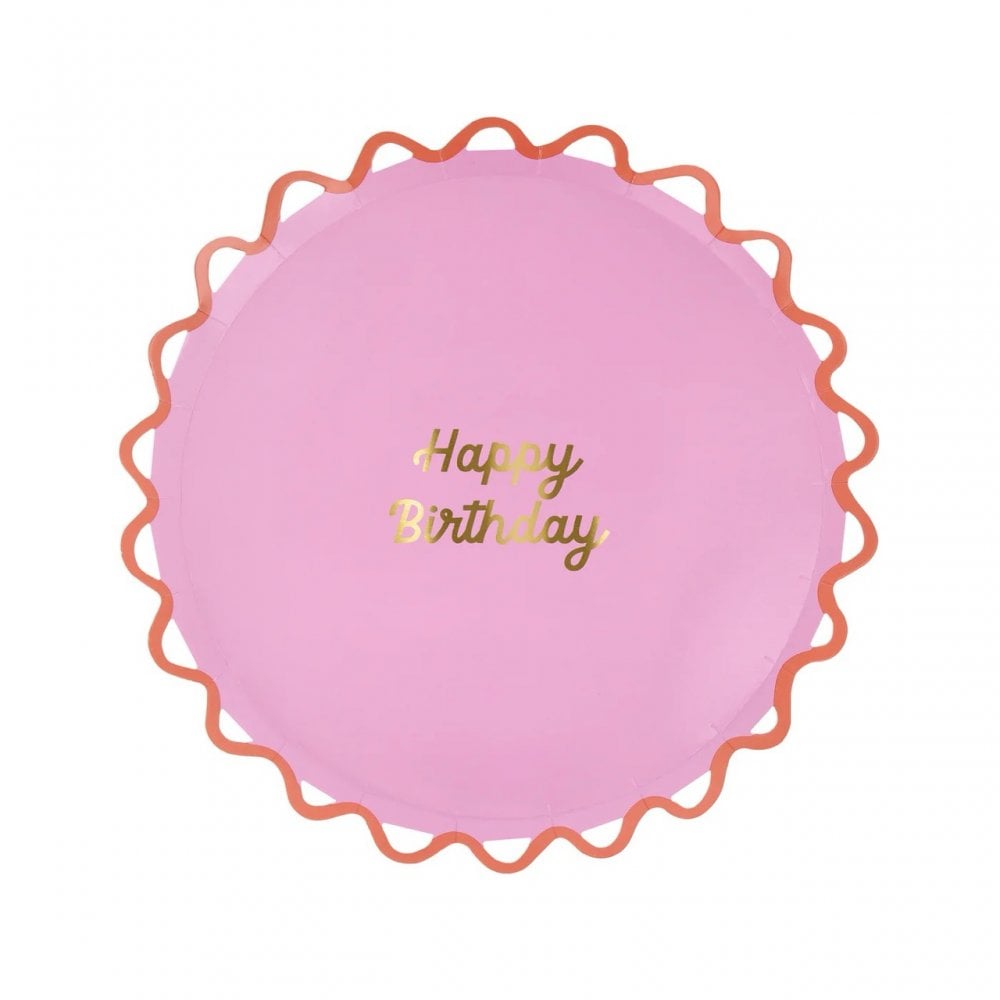 8 WIGGLE EDGE HAPPY BIRTHDAY PLATES