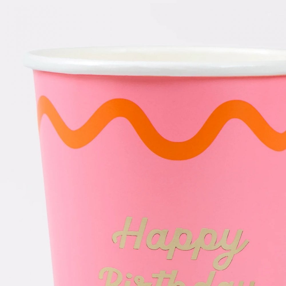 8 WIGGLE EDGE HAPPY BIRTHDAY CUPS