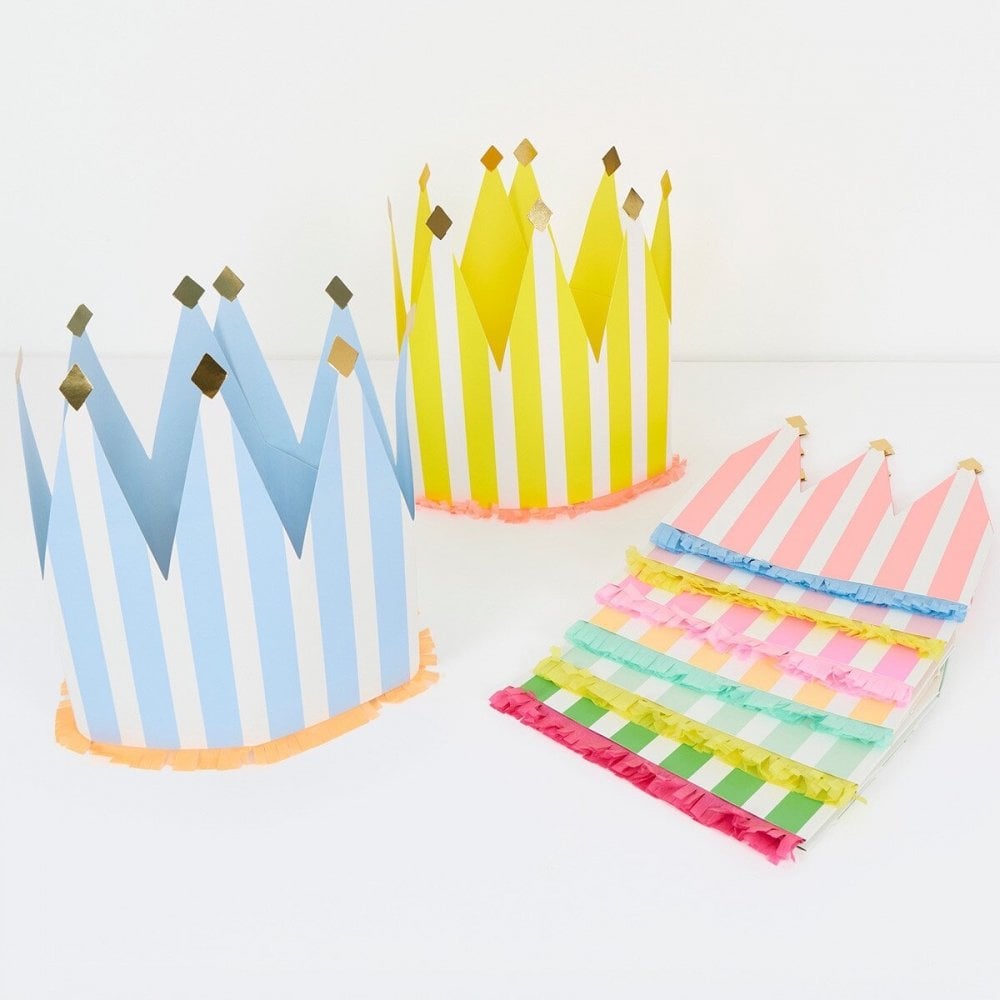 8 STRIPED PARTY CROWNS