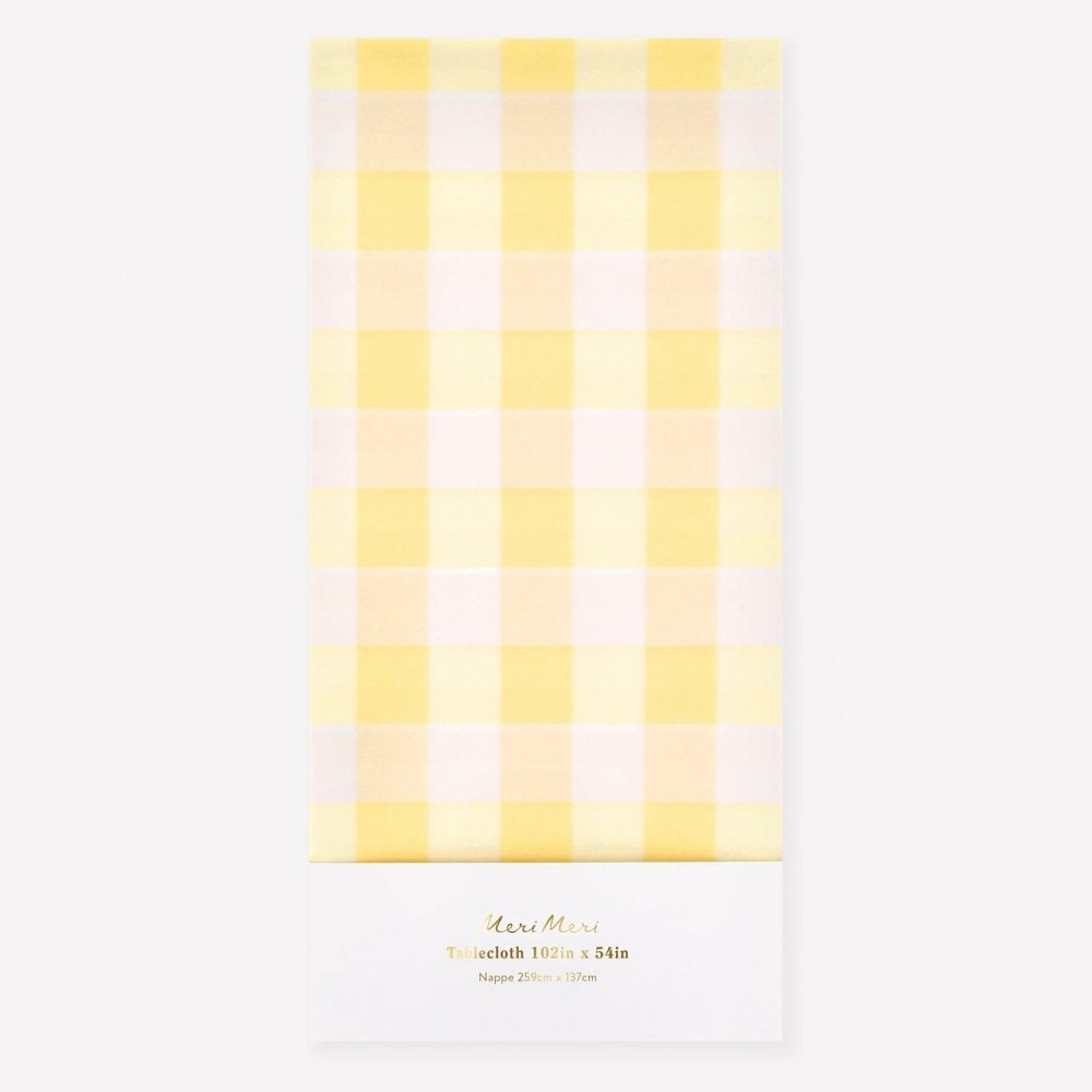 YELLOW GINGHAM PAPER TABLECLOTH