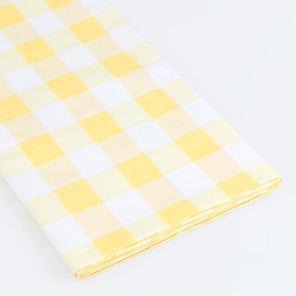 YELLOW GINGHAM PAPER TABLECLOTH