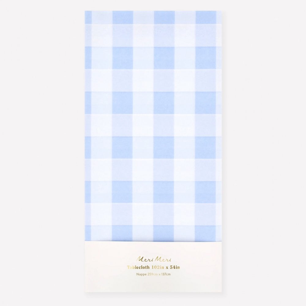BLUE GINGHAM PAPER TABLECLOTH