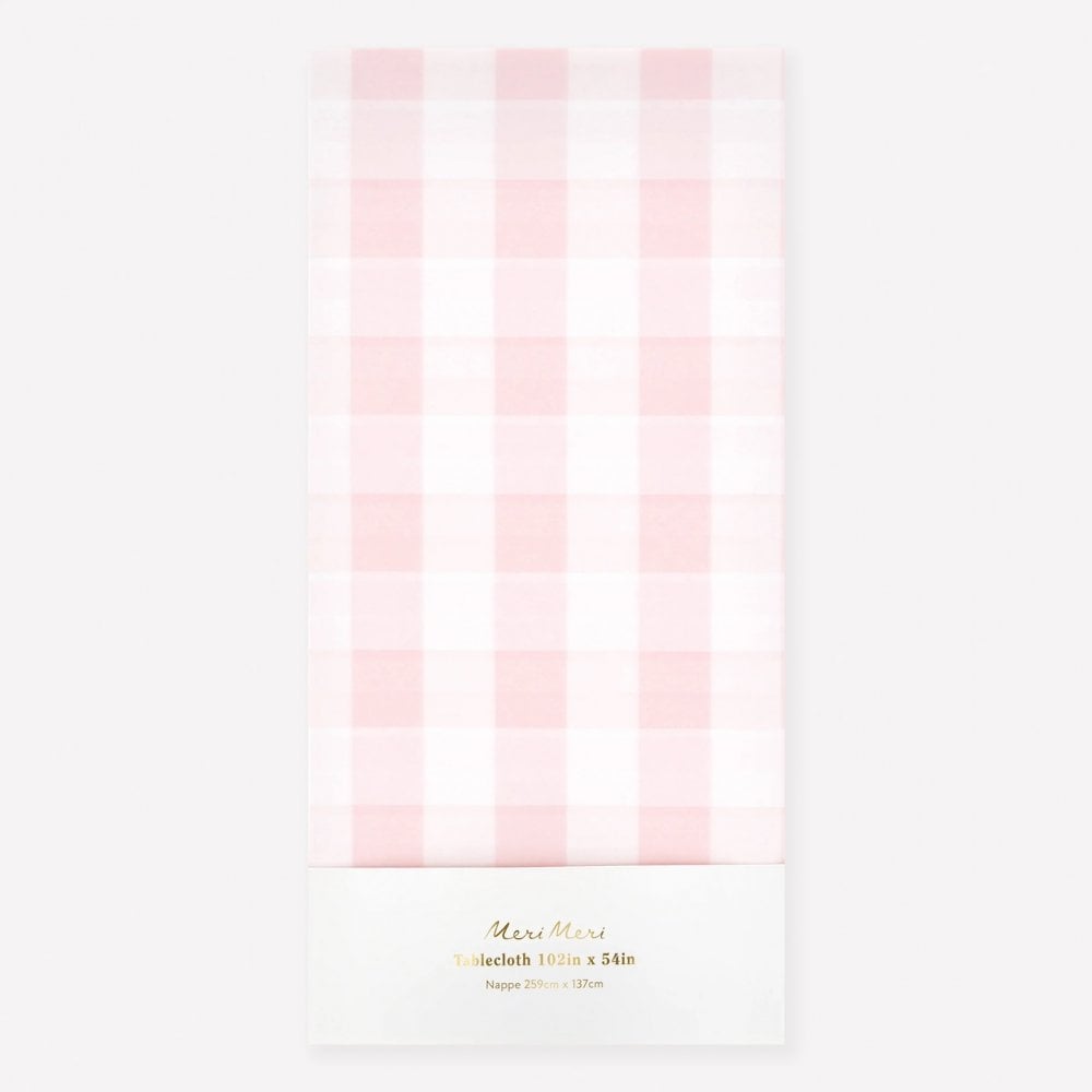 PINK GINGHAM PAPER TABLECLOTH