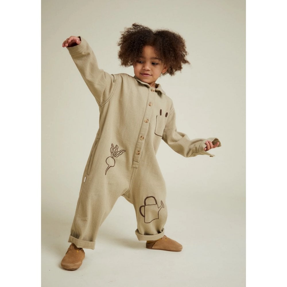 QUINN ALLOTMENT EMBROIDERED OVERALLS - OLIVE