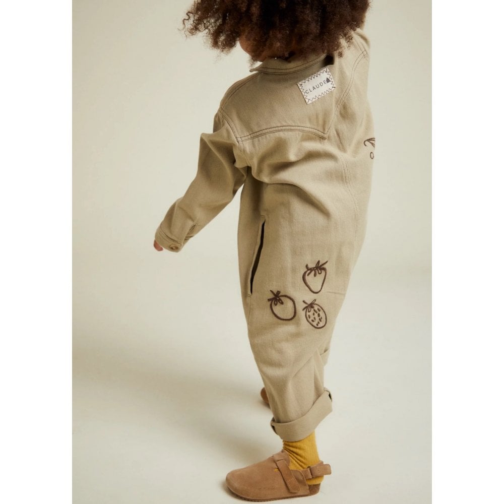 QUINN ALLOTMENT EMBROIDERED OVERALLS - OLIVE