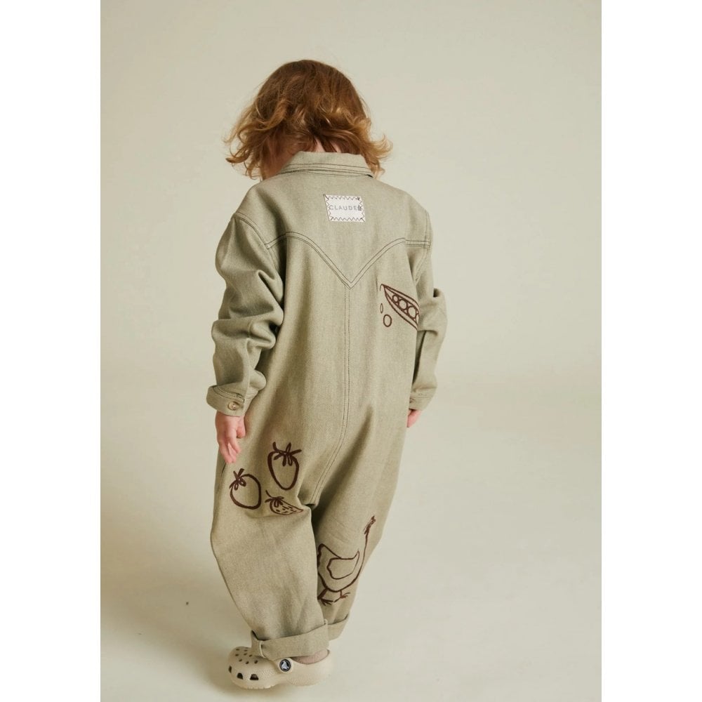 QUINN ALLOTMENT EMBROIDERED OVERALLS - OLIVE