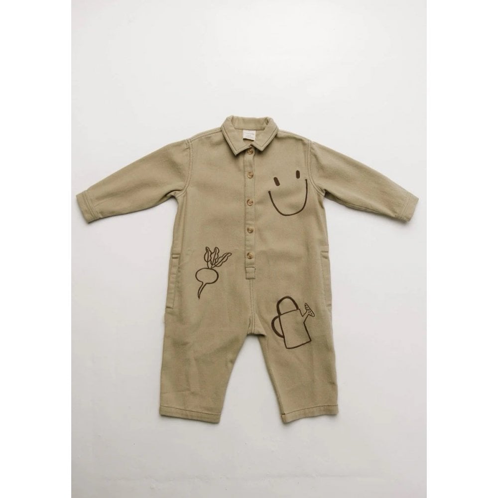 QUINN ALLOTMENT EMBROIDERED OVERALLS - OLIVE
