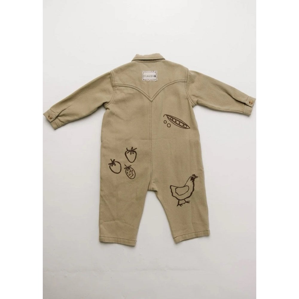 QUINN ALLOTMENT EMBROIDERED OVERALLS - OLIVE