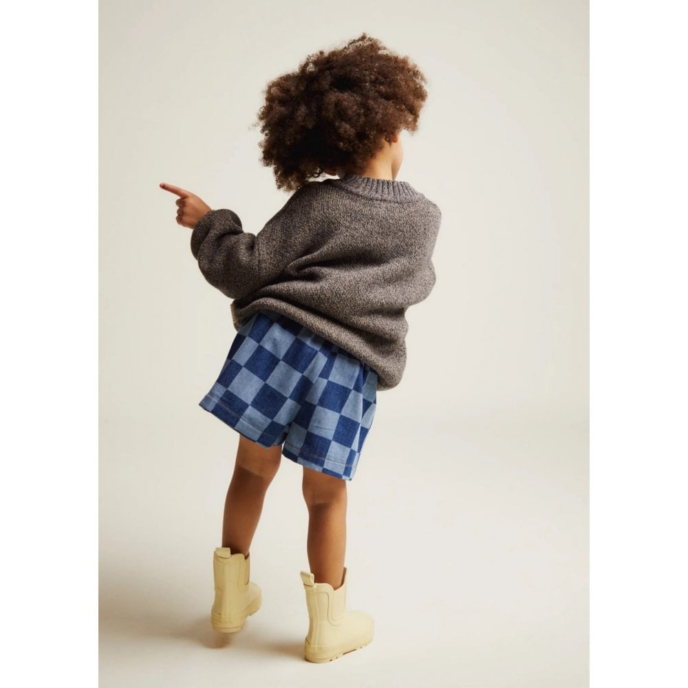 FRANKIE CHECKERBOARD DENIM SHORT