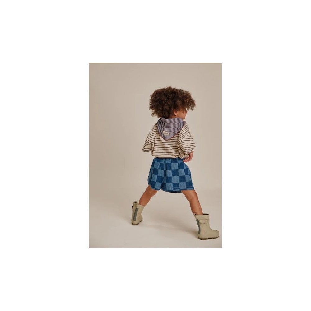 FRANKIE CHECKERBOARD DENIM SHORT