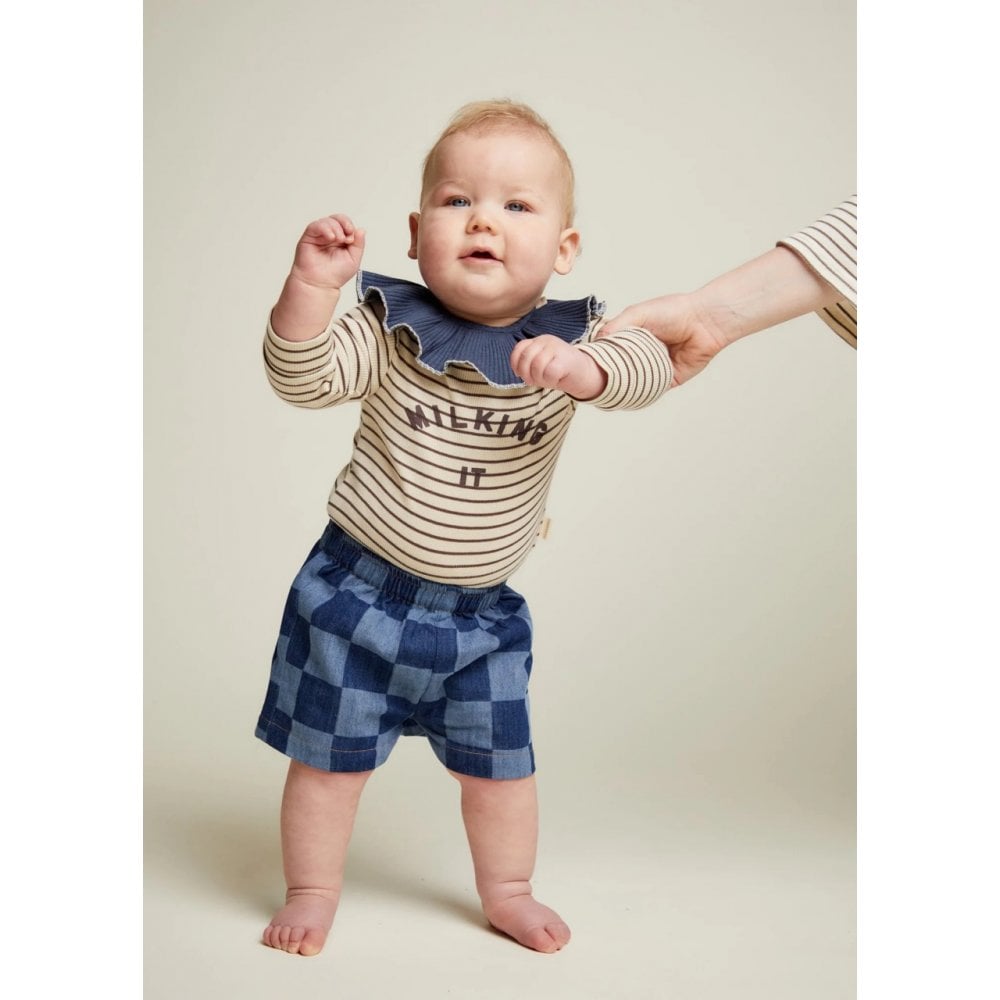 FRANKIE CHECKERBOARD DENIM SHORT