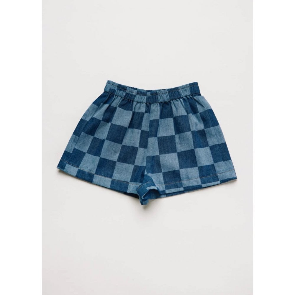FRANKIE CHECKERBOARD DENIM SHORT