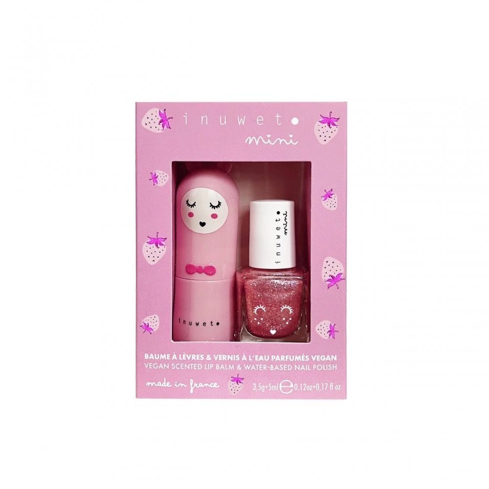 SCENTED LIP BALM + STAR NAIL VARNISH SET - STRAWBERRY