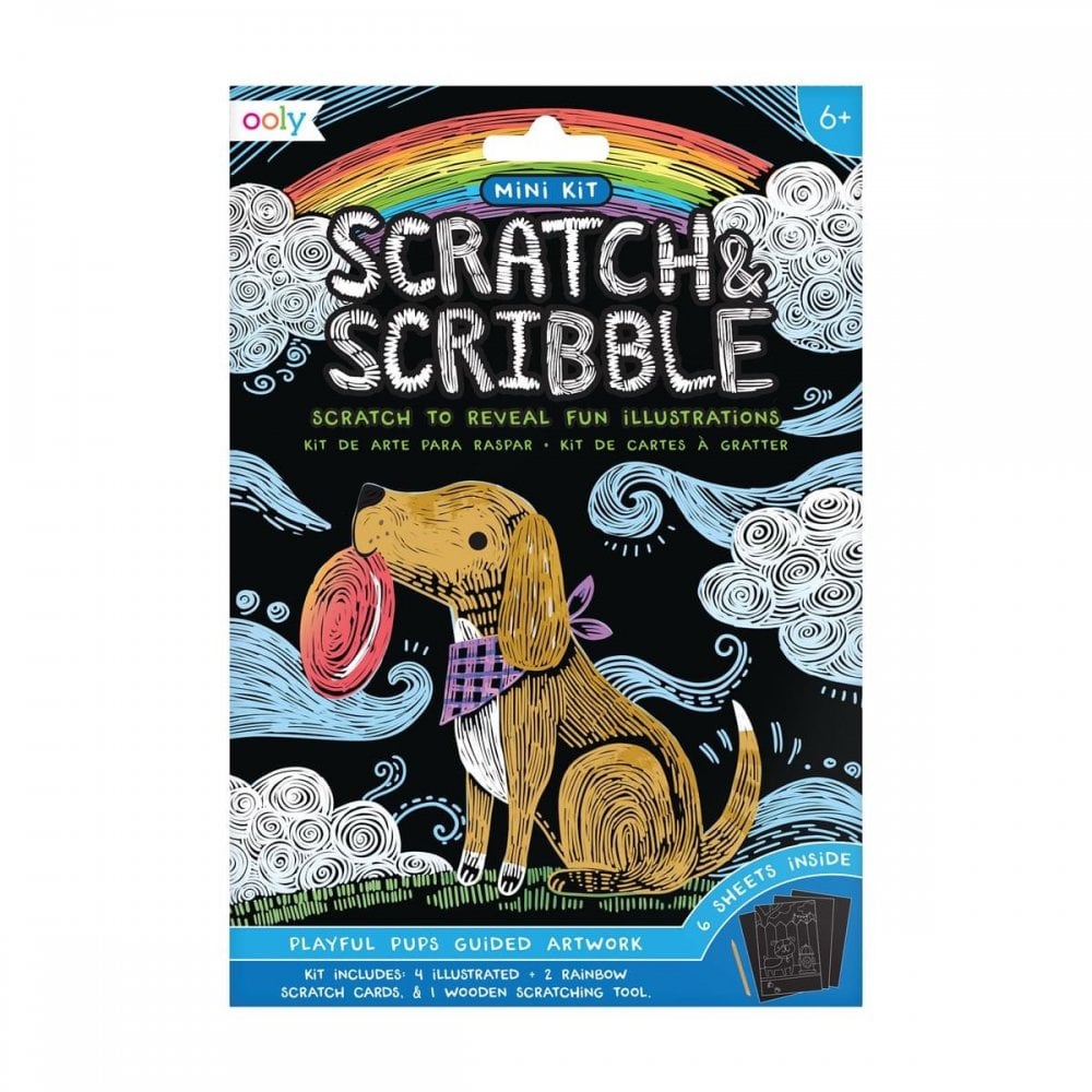 SCRATCH + SCRIBBLE ART KIT - PLAYFUL PUPS