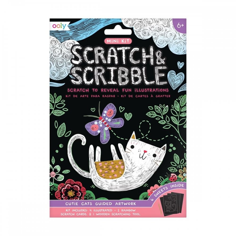 SCRATCH + SCRIBBLE ART KIT - CUTE CATS