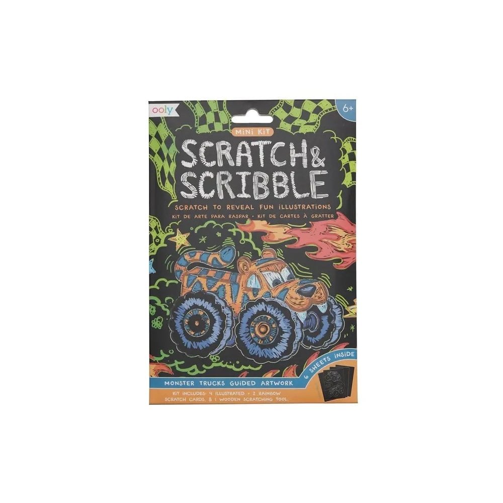 SCRATCH + SCRIBBLE ART KIT - MONSTER TRUCKS