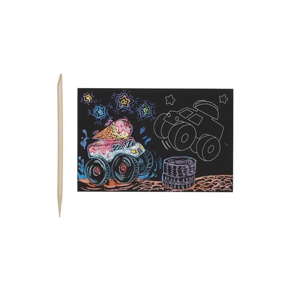 SCRATCH + SCRIBBLE ART KIT - MONSTER TRUCKS