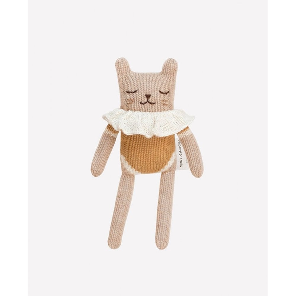 KITTEN KNIT SOFT TOY - OCHRE BODYSUIT