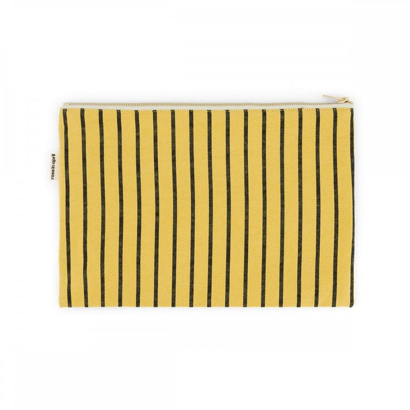 LILI LARGE FLAT POUCH - Tennis Stripes Bambou