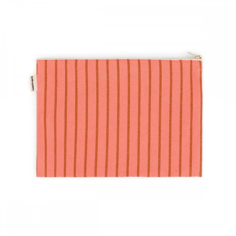 LILI LARGE FLAT POUCH - Tennis Stripes Coral/Peacan