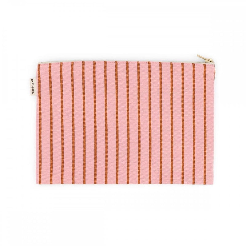 LILI LARGE FLAT POUCH - Tennis Stripes Strawberry/Peacan