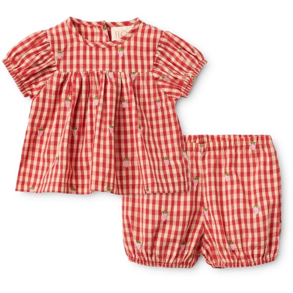 MOLLY PINEBERRY BABY SET - RED/PINK BERRY GINGHAM
