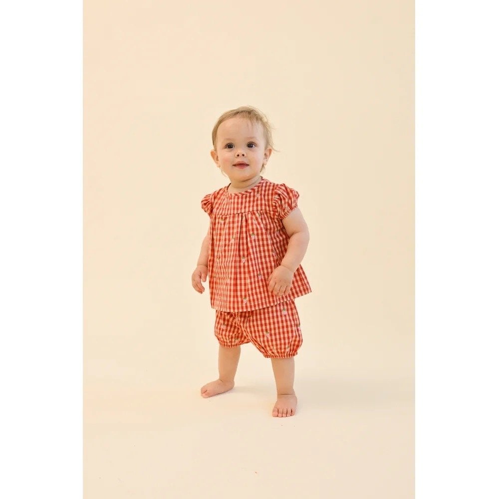 MOLLY PINEBERRY BABY SET - RED/PINK BERRY GINGHAM