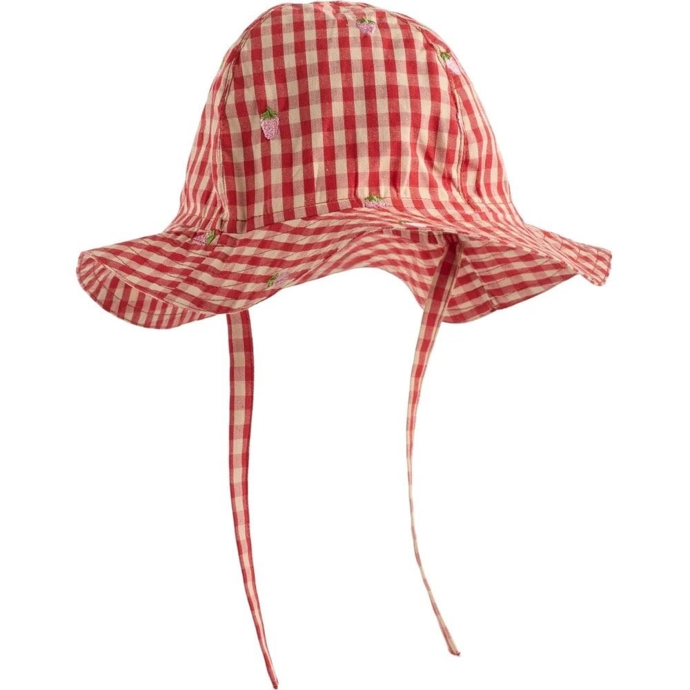 MOLLY PINEBERRY SUN HAT - RED/PINK BERRY GINGHAM
