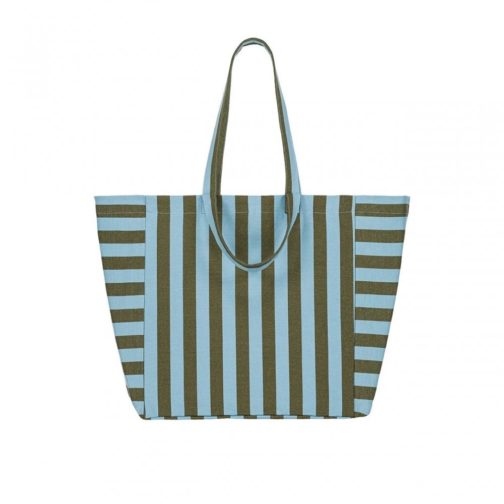 ELISA TOTE BAG - OLIVE + BLUE STRIPE