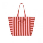 ELISA TOTE BAG - BRICK + PINK STRIPE