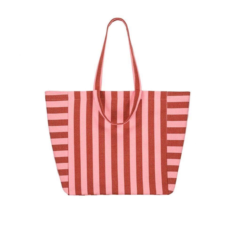 ELISA TOTE BAG - BRICK + PINK STRIPE