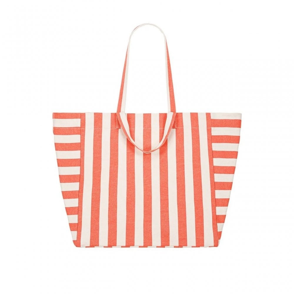 ELISA TOTE BAG - GREIGE + TOMATO STRIPE