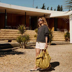 ELISA TOTE BAG - LEMON + OLIVE STRIPE