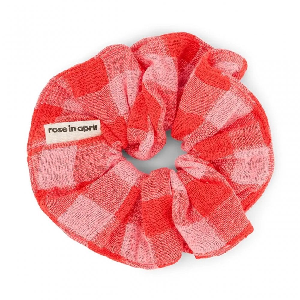 HAIR SCRUNCHIE - GINGHAM PINK/RED