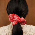 HAIR SCRUNCHIE - GINGHAM PINK/RED