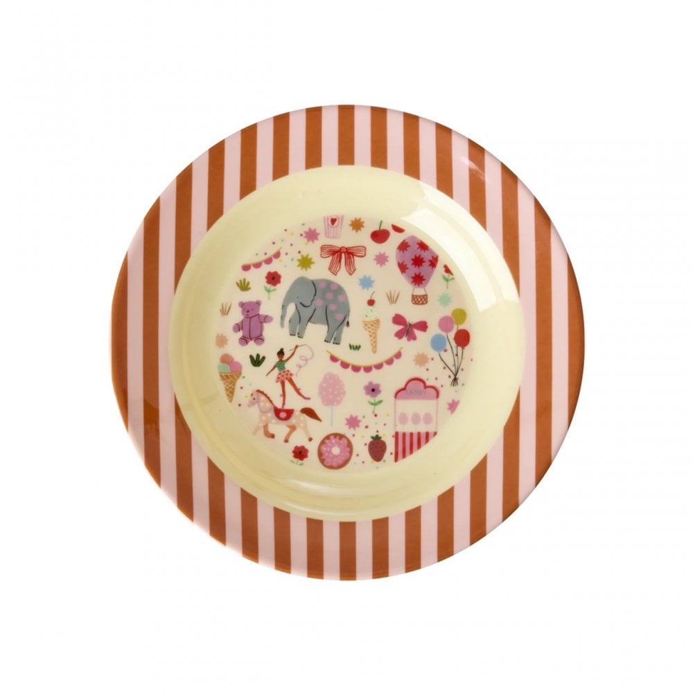 MELAMINE BOWL - PINK FUN FAIR PRINT