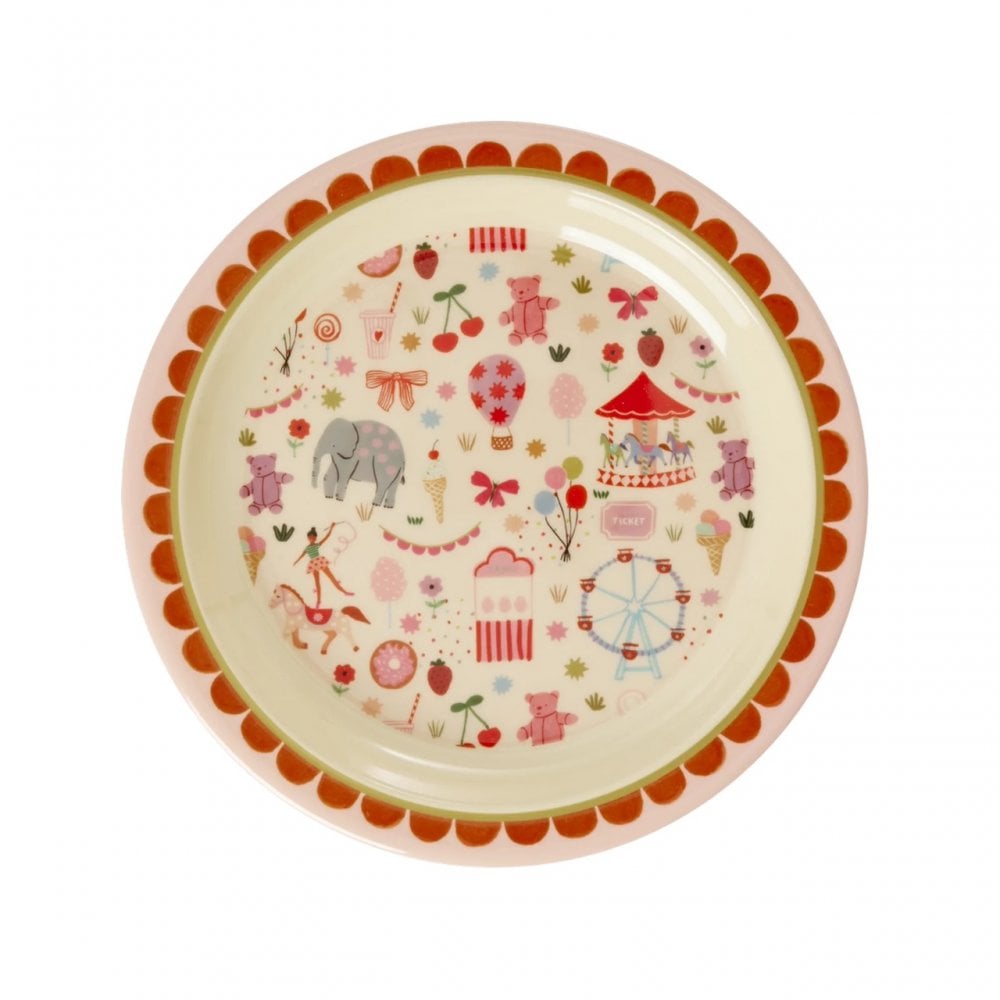 MELAMINE PLATE - PINK FUN FAIR PRINT