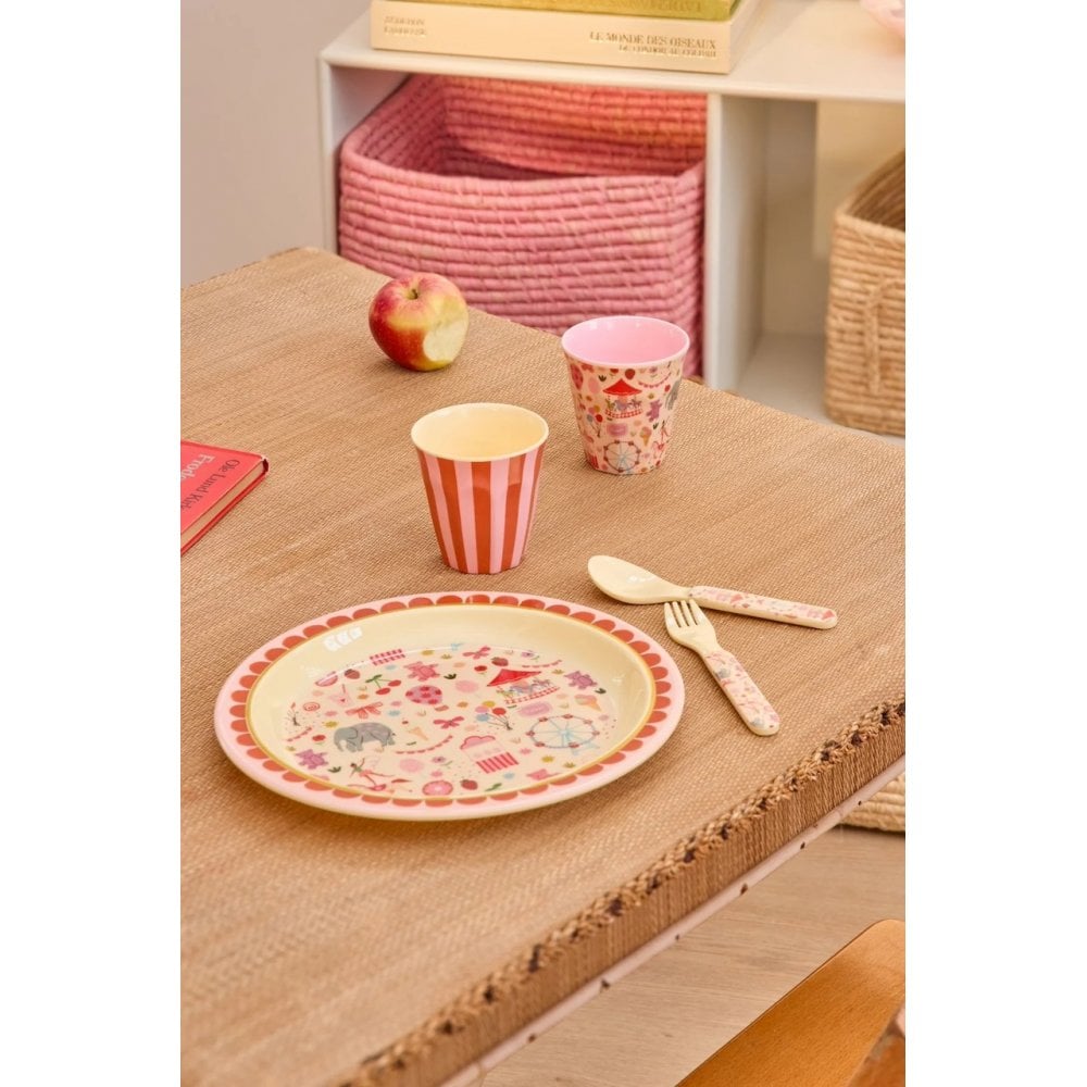 MELAMINE PLATE - PINK FUN FAIR PRINT