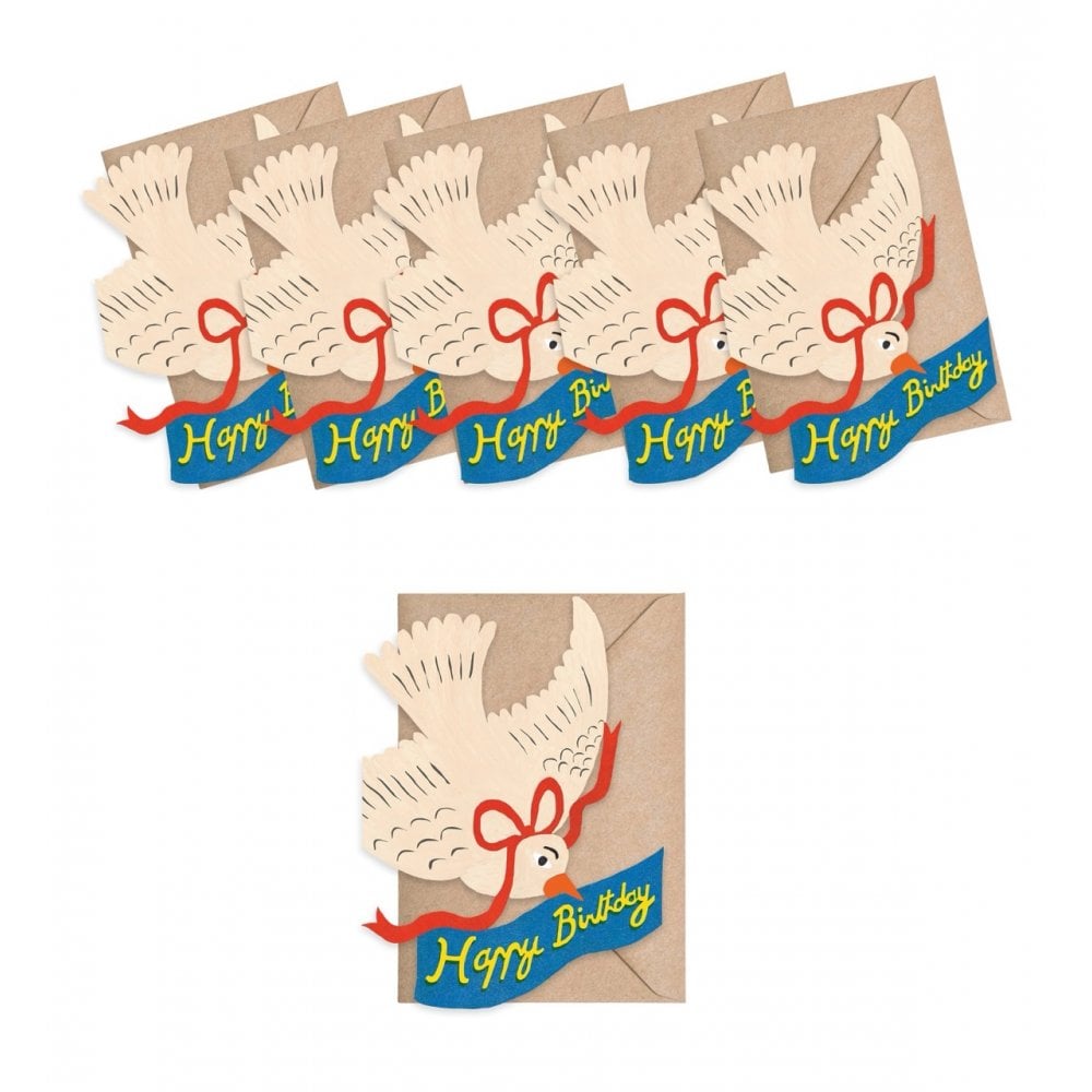 6 MINI CARDS - HAPPY BIRTHDAY BIRD