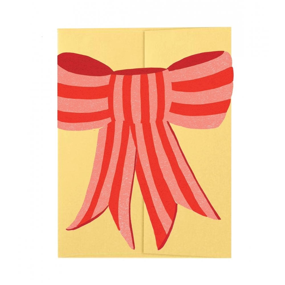 PINK STRIPY BOW - DIE CUT CARD